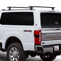 LEER 100XQ White Ford truck with LEER 100XQ camper shell and custom truck bed accessories in Miami FL