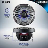CF-65M-DIMENSIONS_1_3000x DS18 CF-65M MARINE SPEAKERS - 6.5" 2-Way Coaxial Marine Speakers with RGB LED