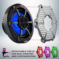 CF-65M-WH-RIGHT-GRILL-DETACHED_3000x DS18 CF-65M MARINE SPEAKERS - 6.5" 2-Way Coaxial Marine Speakers with RGB LED