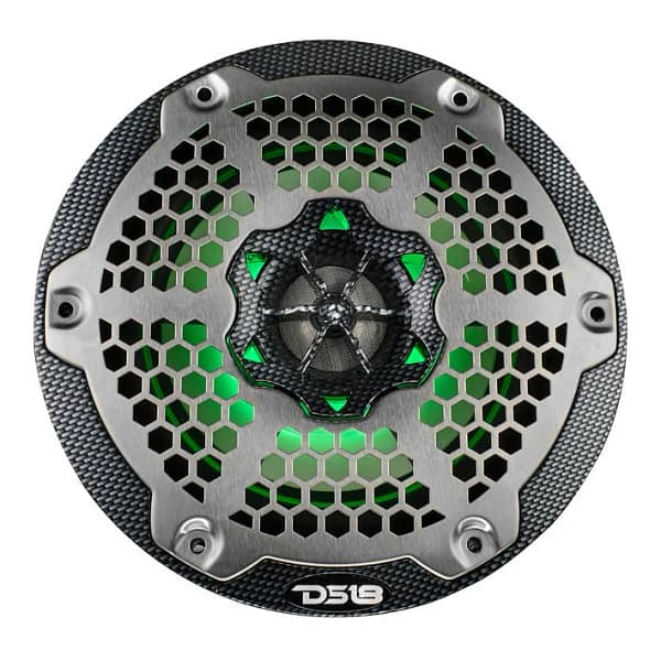 CF-65M-FRONT-GREEN_2801x DS18 CF-65M MARINE SPEAKERS - 6.5" 2-Way Coaxial Marine Speakers with RGB LED