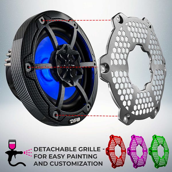 CF-65M-WH-RIGHT-GRILL-DETACHED_3000x DS18 CF-65M MARINE SPEAKERS - 6.5" 2-Way Coaxial Marine Speakers with RGB LED